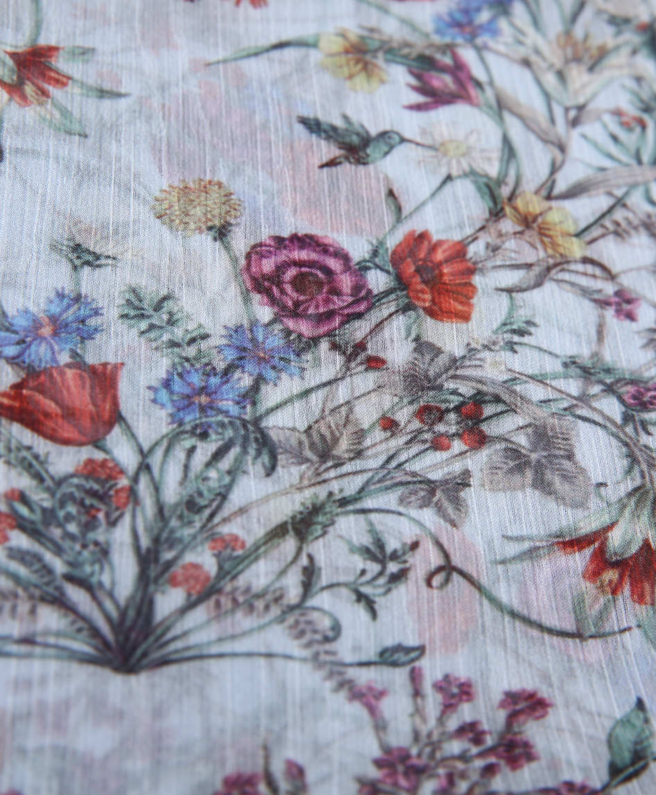 Tops - Flowers Printed silk Chiffon top